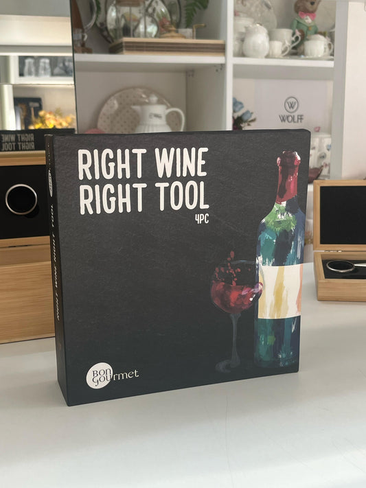 Conjunto 4 Peças Aço Inox para Vinho com Caixa BonGourmet Wolff