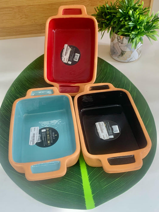 Travessa Cerâmica 450Ml Retangular Aldeia Com Alça