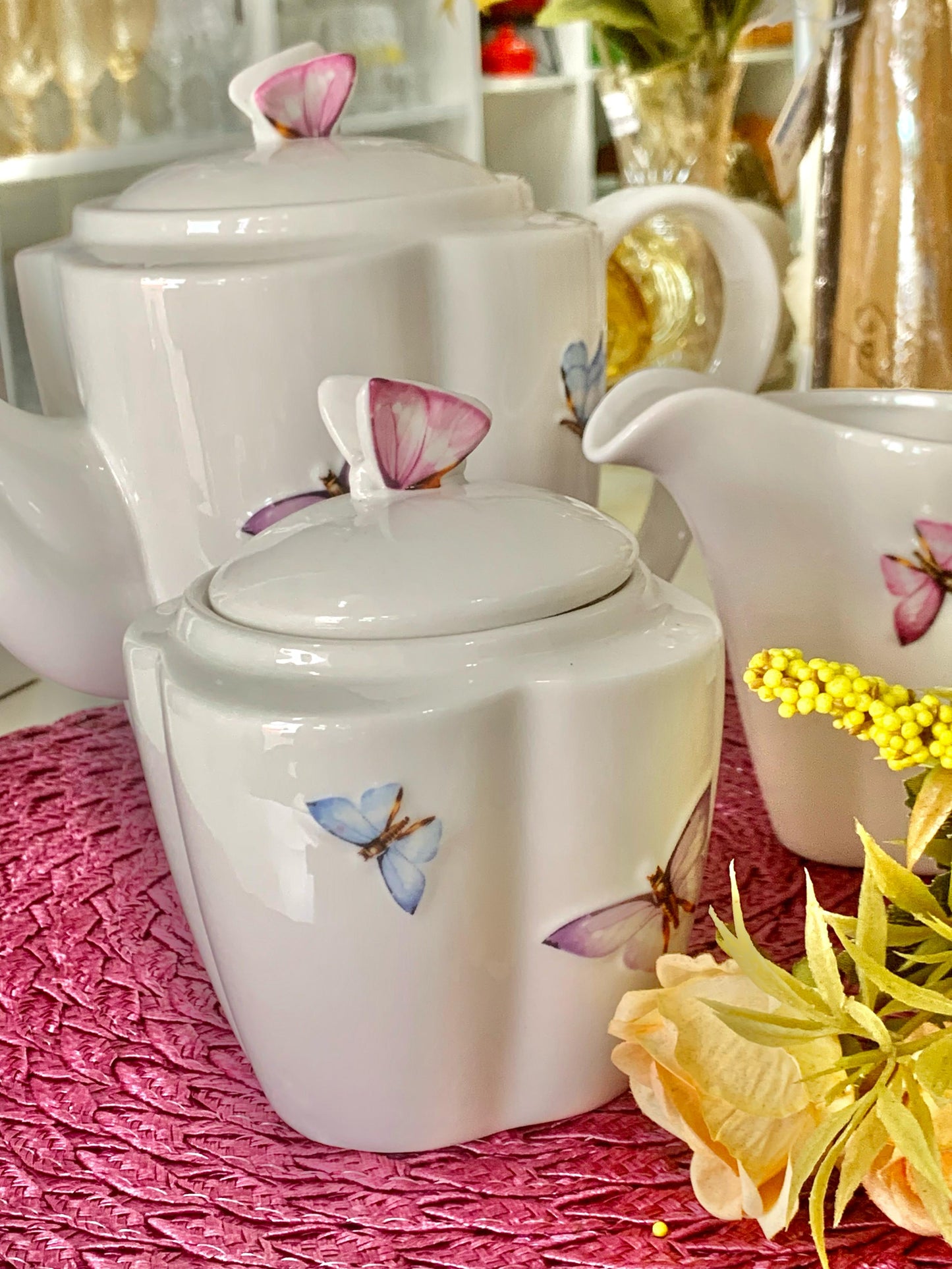 Wolff Conjunto 3 Peças de Porcelana de Café Borboletas Branco